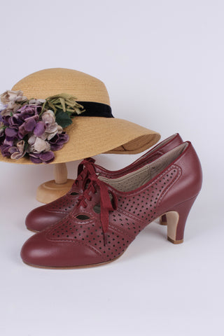 Early 1930s oxford high heels- Brown red - Marie