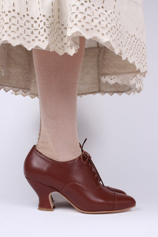 Edwardian Oxford shoe with pompadour heel - 1900 - Brown- Bertha
