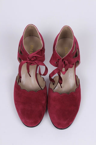 40's vintage style pumps in suede - Burgundy - Alma