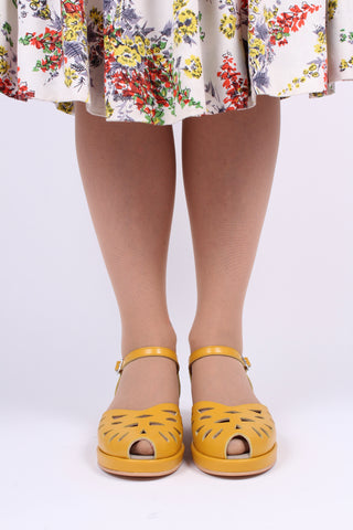 1940s / 50s summer wedge sandals - Yellow - Sidse