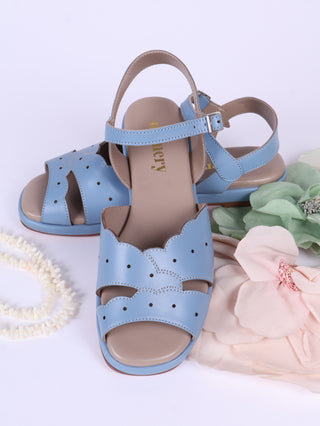 1950s sandals with claud-shaped pattern - Blue pastel - Joy