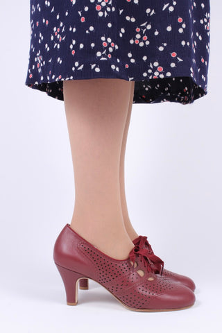 Early 1930s oxford high heels- Brown red - Marie