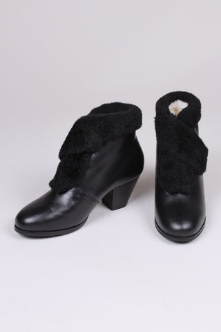 Early 1950s booties with wool lining- Black - Maria