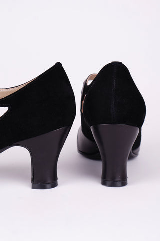 1930s evening shoe with T-strap - Black - Wilma