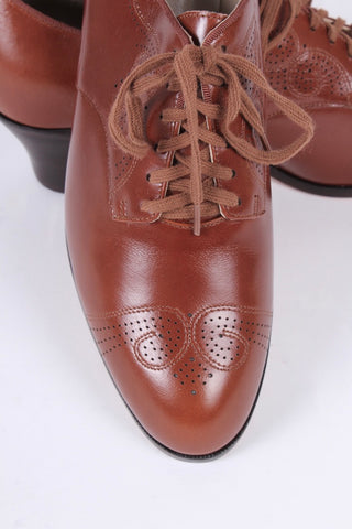 Classic 1930s Oxfords - Cognac Brown - Juliette