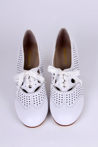 Early 1930s oxford high heels- White - Marie