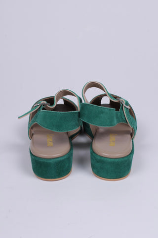 1940s / 50s suede wedge sandals - Green - Ella