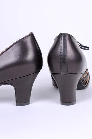1930s everyday lace-up pumps - Black - Eva