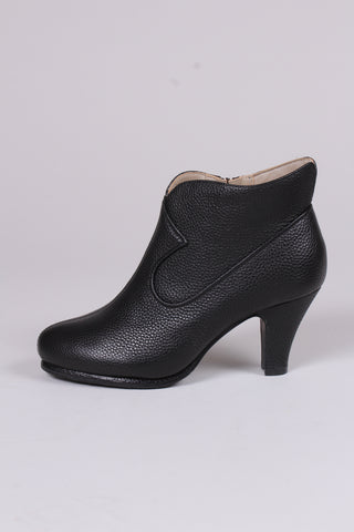 1950s high heel ankle boots with wool lining - Black - Laura