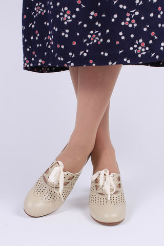 Early 1930s oxford high heels- Cream - Marie