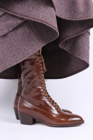 Edwardian everyday walking boot, 1910 - Brown - Alice