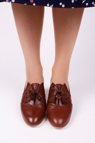 1930s everyday Oxford heels with tassels - Brown - Mildred