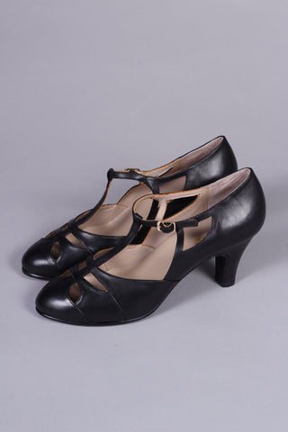 Early 1930s  Art Deco evening sandals - Black - Helen