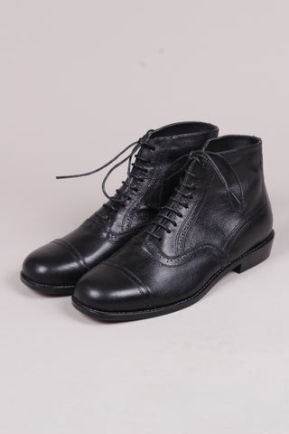 Men's late 20s / 30s style everyday leather ankle boot - Black - Tom