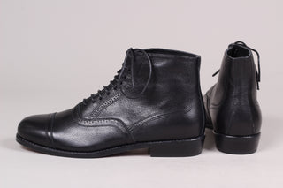 Men's late 20s / 30s style everyday leather ankle boot - Black - Tom