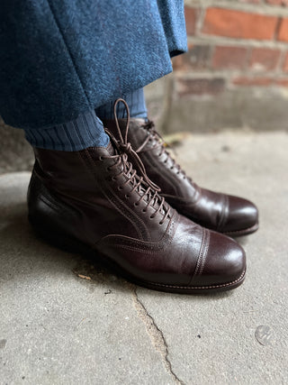 Men's late 20s / 30s style everyday leather ankle boot - Dark brown - Tom