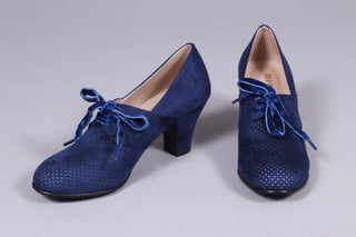 VEGAN shoes - 40s vintage style pumps with shoe lace - Navy Blue - Esther