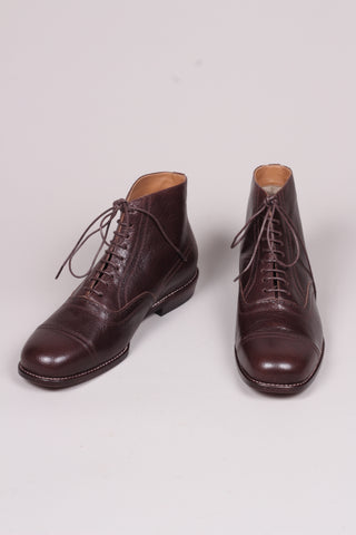 Men's late 20s / 30s style everyday leather ankle boot - Dark brown - Tom
