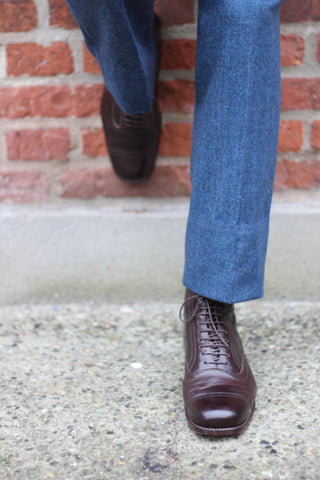 Men's late 20s / 30s style everyday leather ankle boot - Dark brown - Tom