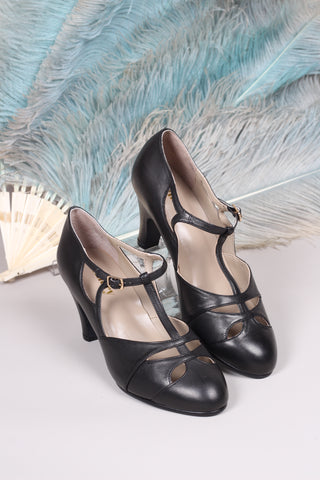 Early 1930s  Art Deco evening sandals - Black - Helen