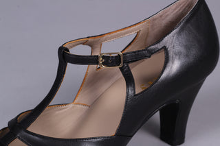 30s Art Deco inspired evening sandals - Black - Helen