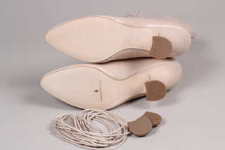 Feminine soft Edwardian boot with pompadour heel, 1900-1915 - Cream - Rose