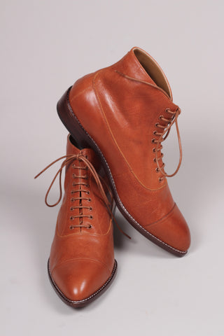 Men's Edwardian 10s - 20s style ankle leather boot - Cognac brown - William