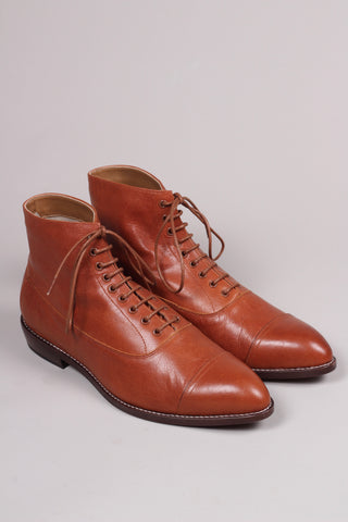 Men's Edwardian 10s - 20s style ankle leather boot - Cognac brown - William