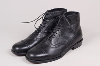 Men's late 20s / 30s style everyday leather ankle boot - Black - Tom