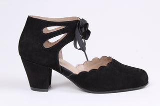 40's vintage style pumps in suede - Black - Alma
