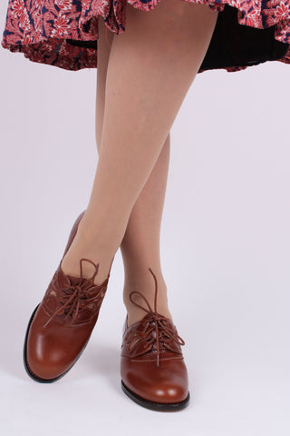 Everyday walking Oxford shoes 30s / 40s - Cognac Brown - Emily