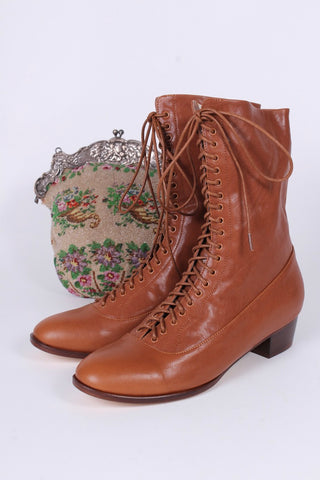 1910s Everyday Lace-up Boots - Light Brown - Ruth