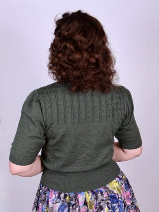 1940s / 1950s style short-sleeved pullover - Green - Sally
