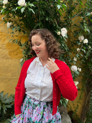 1940s style Cardigan -  Red - Joanne