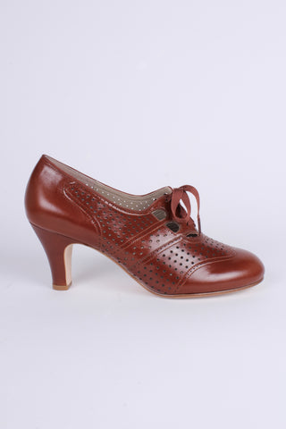 1930s everyday oxford high heel shoes - Cognac brown - Marie