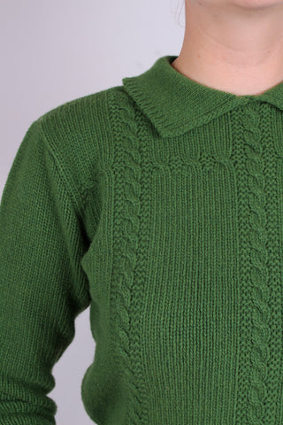 1940s vintage style pullover - Merino -Green - Gertrud