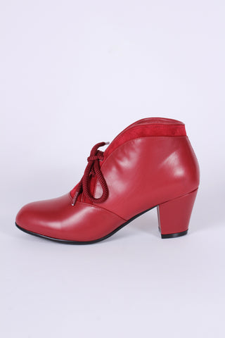 1940s style winter ankle boots  - Red - Lillie