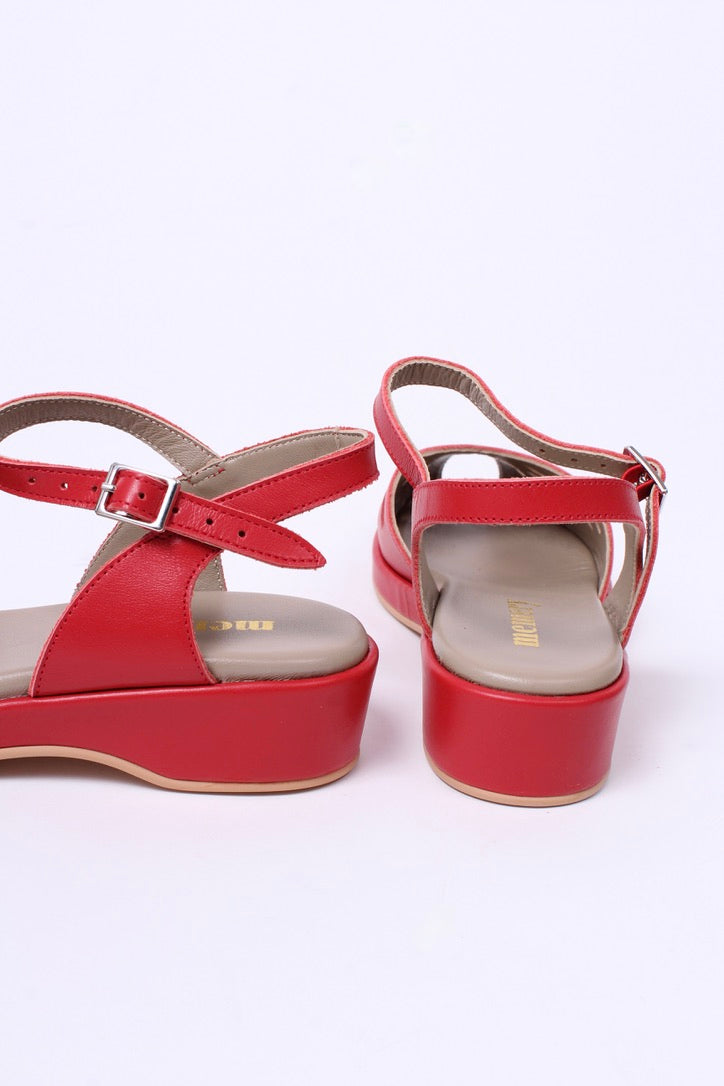 1940s 50s summer wedge sandals -Red Sidse – memery
