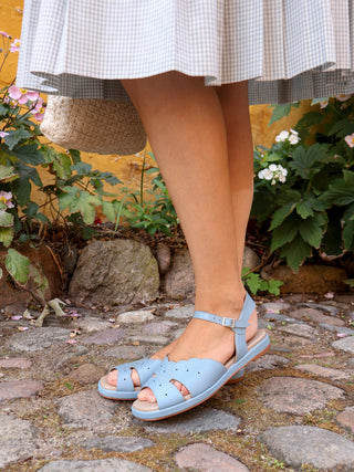 1950s sandals with claud-shaped pattern - Blue pastel - Joy