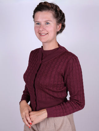 1940s - style Cardigan - Plum - Joanne