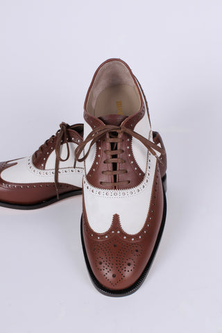 Men's 1930s-style spectator shoe - dark brown / off-white - Charles