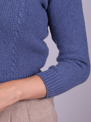 1940s vintage style pullover - Merino - Light blue - Gertrud