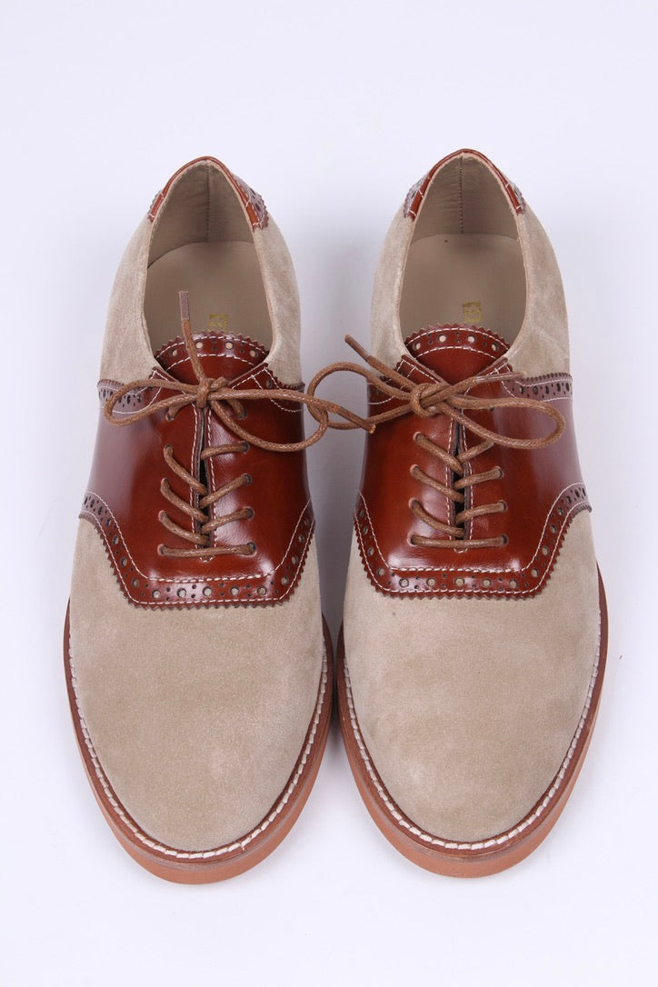 1950s Mens Shoes Men's 1950s Style Oxford Saddle Shoe Cognac/Sand