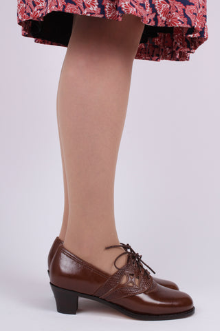 Everyday walking Oxford shoes 30s / 40s - Nougat Brown - Emily