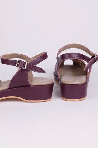 1940s / 50s summer wedge sandals - Plum - Sidse
