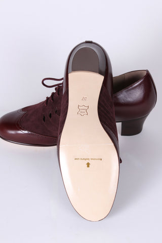 40s everyday two-tone Oxfords - Dark brown / Aubergine - Clara