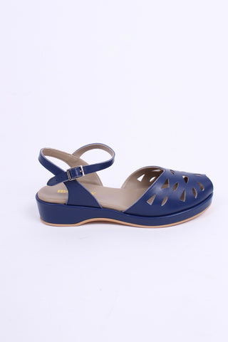 1940s / 50s style summer sandals /  wedges - navy blue - Sidse