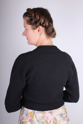 1950s vintage style bolero with pattern - Black - Carol