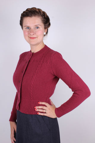 1940s vintage style cardigan - Raspberry - Vera