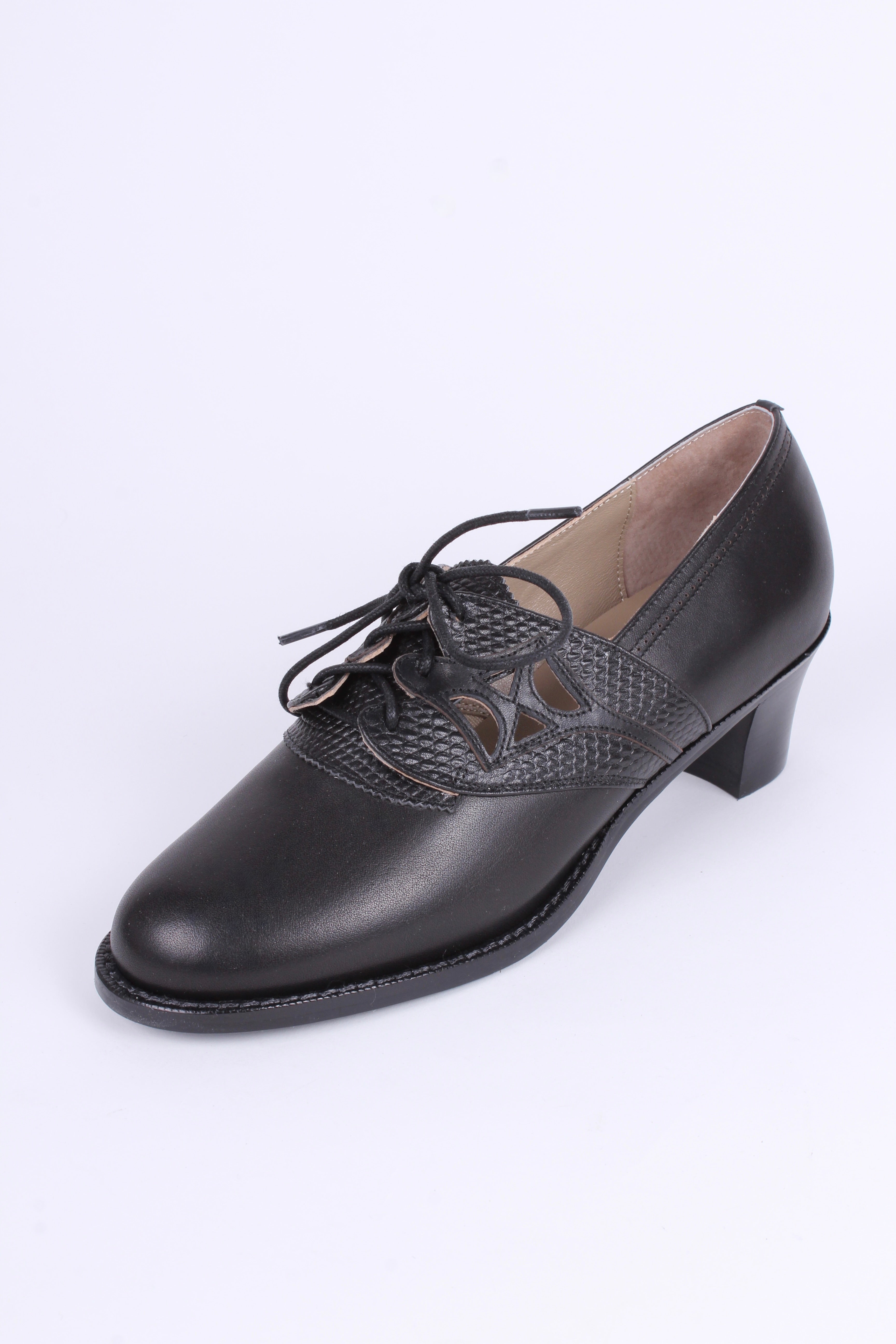 30s black vintage walking shoes with leather – memery